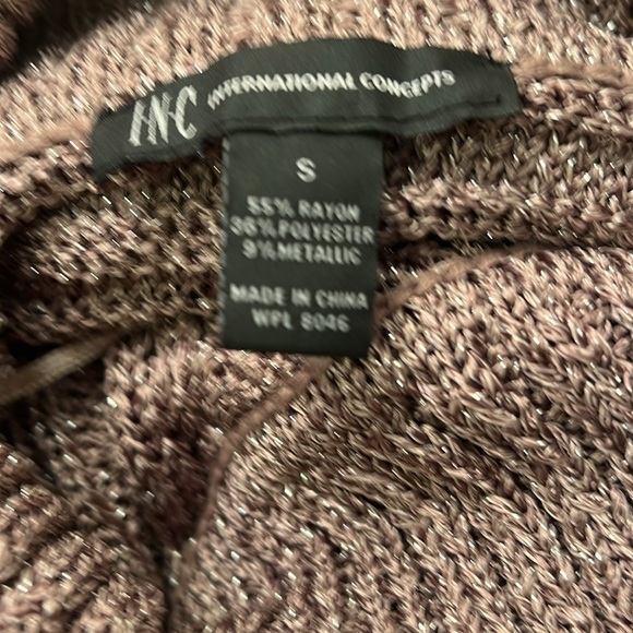 INC International Concepts Brown Shimmer Turtleneck Short Sleeve Sweater Sz S - Picture 4 of 6